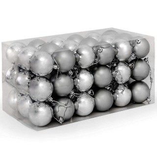 BAKAJI Σετ 54 Χριστουγεννιάτικες Μπάλες Χρώματος Ασημί Διάμετρος 6 ...