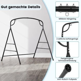 Costway Μεταλλική Α-σχήματος Κούνια με Αντοχή 300kg και Διπλές Επιλ...