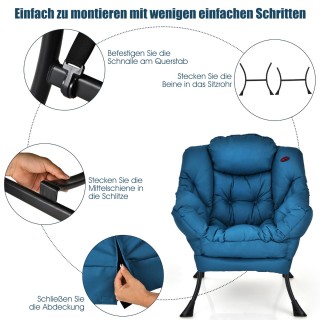 Costway Αναπαυτική Πολυθρόνα με Μπράτσα & Πλαϊνή Τσέπη σε Μπλε Θάλ... Costway Αναπαυτική Πολυθρόνα με Μπράτσα & Πλαϊνή Τσέπη σε Μπλε Θάλ...