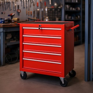 STAKMANN Καρότσι Εργαλείων με 5 Συρτάρια Κόκκινο Τροχήλατο Ατσάλινο...