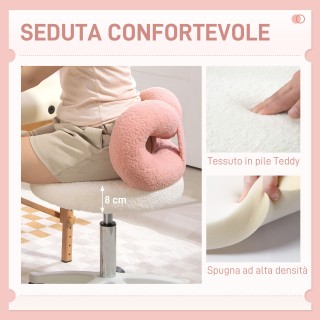 HOMCOM Ρυθμιζόμενο Περιστρεφόμενο Σκαμπό με Αψιδωτή Πλάτη, από Ύφασ...