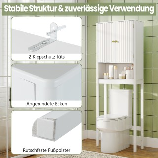 Costway Τουαλέτα Σκαφωτή Λευκή με Πόρτες, Ρυθμιζόμενο Ράφι και Κάτω...