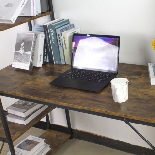 BAKAJI Γραφείο Βιβλιοθήκη Ξύλινο Μεταλλικό για Υπολογιστή - Βιομηχα...