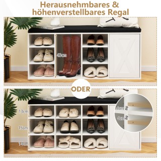 Λευκός Πάγκος Παπουτσιών με Μαξιλάρι και Ρυθμιζόμενα Ράφια 110,5 ... Λευκός Πάγκος Παπουτσιών με Μαξιλάρι και Ρυθμιζόμενα Ράφια 110,5 ...