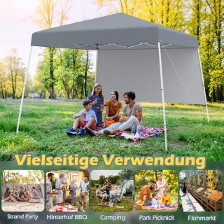 Costway Ανθεκτικό Αδιάβροχο Πτυσσόμενο Κιόσκι Κήπου 3x3m σε Γκρι NP...
