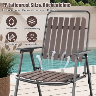 Costway Σετ 4 Πτυσσόμενων Καρεκλών Εξωτερικού Χώρου με Ανθεκτικό Με...