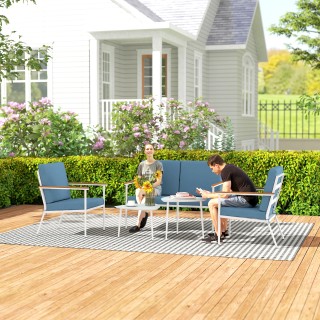 Outsunny Σετ Εξωτερικού Χώρου με Διθέσιο Καναπέ, 2 Πολυθρόνες και 2...