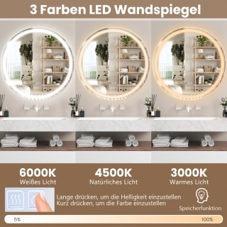 Costway Καθρέφτης μπάνιου με αντιθαμβωτική λειτουργία, ρολόι, διακό... Costway Καθρέφτης μπάνιου με αντιθαμβωτική λειτουργία, ρολόι, διακό...