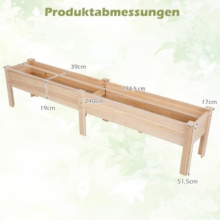 Costway Ξύλινο υπερυψωμένο παρτέρι με οπές αποστράγγισης και 2 χώρο...