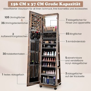 Costway Στυλάτη Ντουλάπα Κοσμημάτων με Ολόσωμο Καθρέφτη και LED Φω... Costway Στυλάτη Ντουλάπα Κοσμημάτων με Ολόσωμο Καθρέφτη και LED Φω...