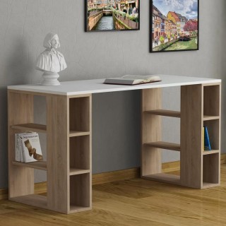 BAKAJI Γραφείο Βιβλιοθήκη 6 Ραφιών Τραπέζι Υπολογιστή Ξύλινο Οικία ...