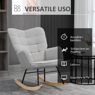 HOMCOM  Πολυθρόνα Κουνιστή Επενδεδυμένη από Ξύλο και Ατσάλι με Επέν...