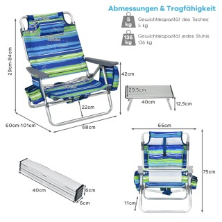 Costway  Σετ 3 τεμ. Καρέκλες Παραλίας & Τραπέζι Εξωτερικού Χώρου Μπ...
