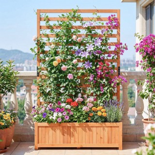 Costway Υπερυψωμένη Ζαρντινιέρα 150 x 34 x 90 cm  από Ξύλο Ελάτης μ...