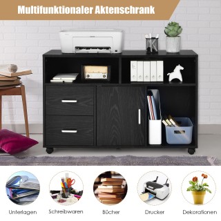 Costway  Τροχήλατο Ερμάριο με 2 Συρτάρια & 3 Ανοικτά Ράφια 100 cm x...