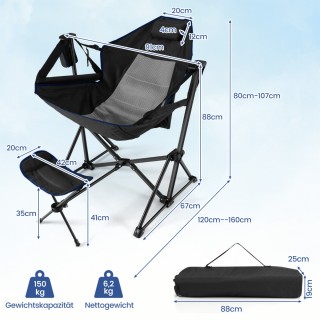 Costway Πτυσσόμενη Καρέκλα Κατασκήνωσης με Ρυθμιζόμενη Πλάτη και Απ... Costway Πτυσσόμενη Καρέκλα Κατασκήνωσης με Ρυθμιζόμενη Πλάτη και Απ...