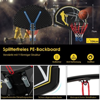 Costway  Φορητή και Ρυθμιζόμενη Μπασκέτα Εξωτερικού Χώρου με Ανθεκτ...