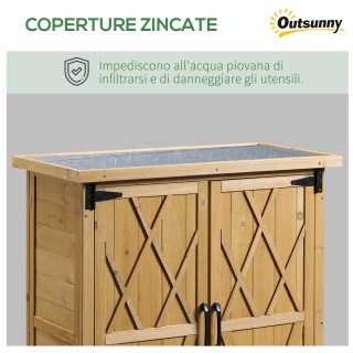 Outsunny  Ξύλινη ντουλάπα κήπου για εργαλεία με 2 πόρτες και 4 ράφι...