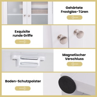 Costway Λευκή Ελεύθερη Ψηλή Ντουλάπα Μπάνιου με 4 Πόρτες & Ανοιχτό ...