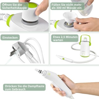 Costway  Πολυχρηστικό φορητό ατμοκαθαριστικό με ισχύ 1000 W, Πράσιν...