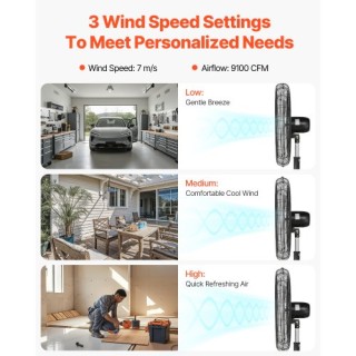 VEVOR 30 Βιομηχανικός Ανεμιστήρας Ορθοστάτης 3 Ταχυτήτων Ρυθμιζόμεν...