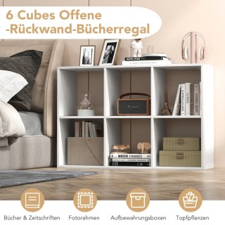 Costway Ράφι Βιβλιοθήκης με 6 Θέσεις Λευκό για Καθιστικό CB10763WH Costway Ράφι Βιβλιοθήκης με 6 Θέσεις Λευκό για Καθιστικό CB10763WH