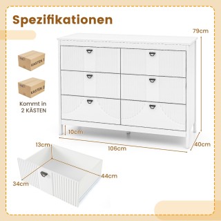 Πολυλειτουργικό Ντουλάπι Αποθήκευσης 106 x 40 x 79 cm με 6 Συρτάρια...