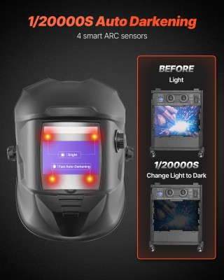 VEVOR Κράνος Συγκόλλησης Αυτόματης Σκίασης, Οθόνη 100 x 59.4 mm Ανα...