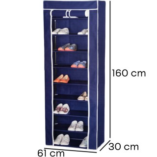 BAKAJI Συρόμενη Παπουτσοθήκη 9 Ράφια Μπλε Χρώμα από Αδιάβροχο Ύφασμ... BAKAJI Συρόμενη Παπουτσοθήκη 9 Ράφια Μπλε Χρώμα από Αδιάβροχο Ύφασμ...