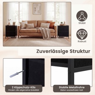 Costway Σετ 2 Κομοδίνων με 2 Υφασμάτινα Συρτάρια & Μεταλλικό Σκελετ...