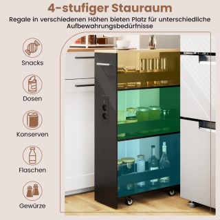 Costway Λεπτό Trolley Αποθήκευσης 80,5 x 20 x 47,5 cm, με 4 επίπεδ... Costway Λεπτό Trolley Αποθήκευσης 80,5 x 20 x 47,5 cm, με 4 επίπεδ...