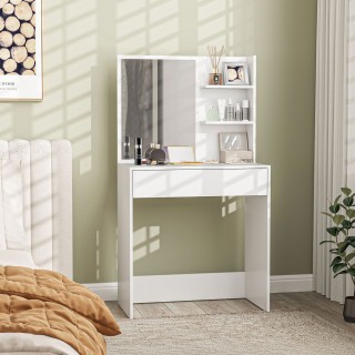 HOMCOM Τραπέζι Μακιγιάζ με 3 Ράφια και Συρτάρια με Καθρέφτη και Σκ... HOMCOM Τραπέζι Μακιγιάζ με 3 Ράφια και Συρτάρια με Καθρέφτη και Σκ...