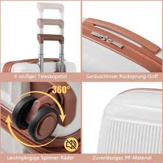 Costway  Σετ Αποσκευών 2 τεμαχίων: Λευκή Βαλίτσα Καμπίνας 20 & Νεσε...