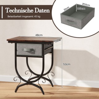 Costway Τραπεζάκι με Σκελετό από Μέταλλο και Υφασμάτινο Συρτάρι JV1...