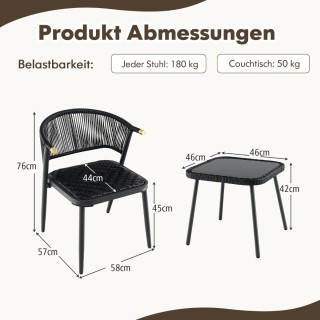 Costway  Σετ Έπιπλα Βεράντας 3 Τεμαχίων από Ρατάν με Άνετες Καρέκλε...