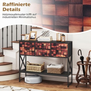 Costway Κονσόλα με 4 Υφασμάτινα Συρτάρια, Ράφι, Μεταλλικό Σκελετό κ...