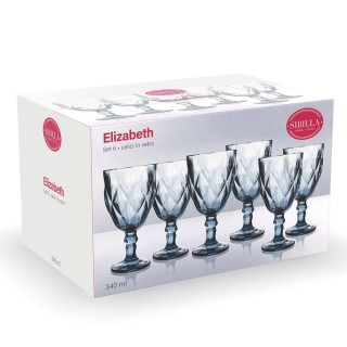 Galileo Σετ 6 ποτήρια κρασιού 340 ml από γυαλί με χαραγμένη μπλε επ...