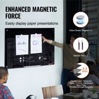 Μαγνητικός Πίνακας Γυαλιού VEVOR 36x24, Μαύρος  CXGCBLBGHBL3VB8RKV0