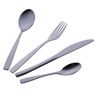 Galileo Σετ 16 μαχαιροπήρουνα γυαλιστερά μαύρα από ανοξείδωτο ατσάλ...