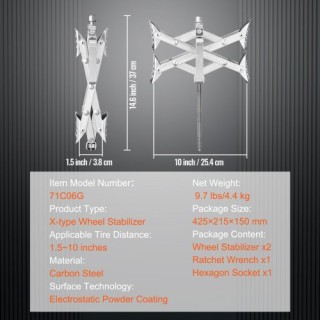 VEVOR Σταθεροποιητής Τροχών Τροχόσπιτου, X-σχήματος, 2 Σετ με Καρυδ... VEVOR Σταθεροποιητής Τροχών Τροχόσπιτου, X-σχήματος, 2 Σετ με Καρυδ...