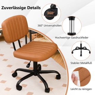 Costway Εργονομική Καρέκλα Γραφείου Χωρίς Μπράτσα Καφέ Με Ρόδες CB1... Costway Εργονομική Καρέκλα Γραφείου Χωρίς Μπράτσα Καφέ Με Ρόδες CB1...