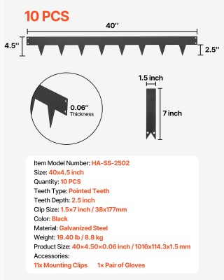 VEVOR Γαλβανισμένες Ατσάλινες Κρασπέδες Τοπίου, Σετ 10τμχ, Μαύρο DX...
