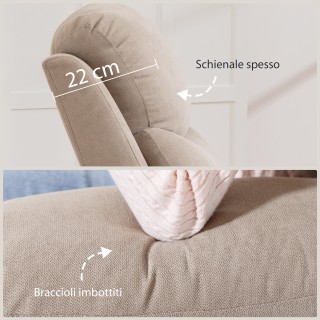 HOMCOM Χειροκίνητη Ανακλινόμενη Πολυθρόνα με Παχύ Ύφασμα, Μαξιλάρι,...