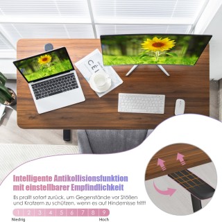 Costway Ηλεκτρικό Γραφείο Ορθοστασίας με Θύρα USB σε Ρουστίκ Καφέ Χ...