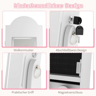 Costway Λευκός Παιδικός Όρθιος Οργανωτής Κοσμημάτων με Φωτισμό και ...