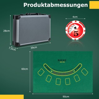 Costway Σετ Πόκερ με 400 Μάρκες, 2 Τράπουλες, 5 Ζάρια και Πόκερ Φελ...