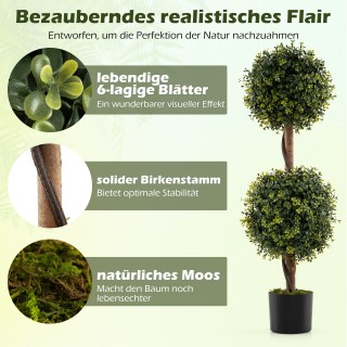 Costway Σετ 2 Τεχνητών Δέντρων με Γλάστρα και Μασίφ Κορμό Σημύδας σ... Costway Σετ 2 Τεχνητών Δέντρων με Γλάστρα και Μασίφ Κορμό Σημύδας σ...