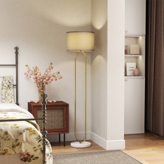 HOMCOM Μοντέρνο Φωτιστικό Δαπέδου με Υφασμάτινο Καπέλο, Διπλό Μεταλ... HOMCOM Μοντέρνο Φωτιστικό Δαπέδου με Υφασμάτινο Καπέλο, Διπλό Μεταλ...