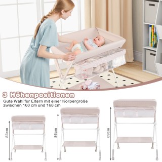 Costway Φορητό πτυσσόμενο τραπέζι αλλαξιέρας με ρυθμιζόμενο ύψος 3 ...