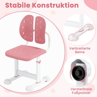 Costway Ροζ Παιδική Καρέκλα Γραφείου με Ρυθμιζόμενο Ύψος και Διπλή ...